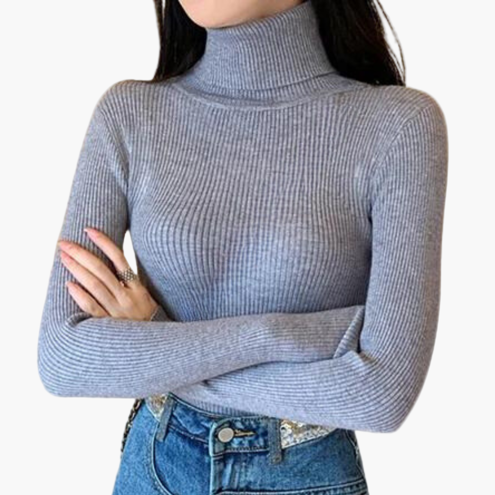 Damen Rollkragenpullover Strick Elegant – Modischer Basic Pullover für Alltag und Büro
