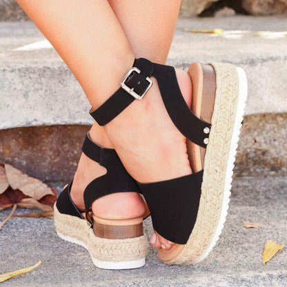 Damen Espadrille Plateau-Sandalen mit Knöchelriemen – Modische Sommerschuhe für Alltag und Urlaub