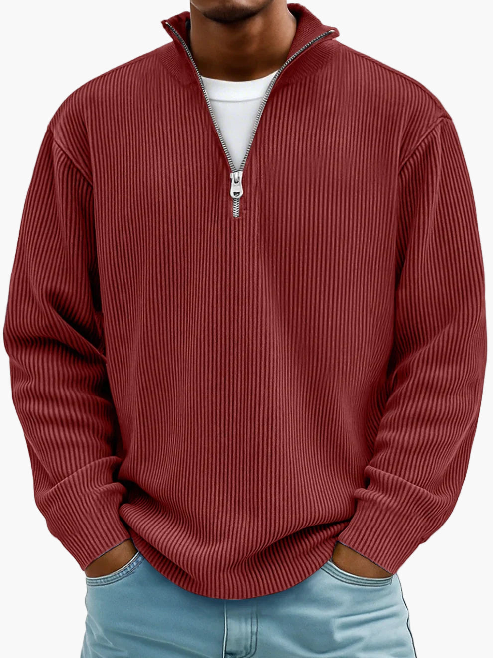 Herren Strickpullover mit Reißverschlusskragen – Lässiger Stil für Alltag & Freizeit