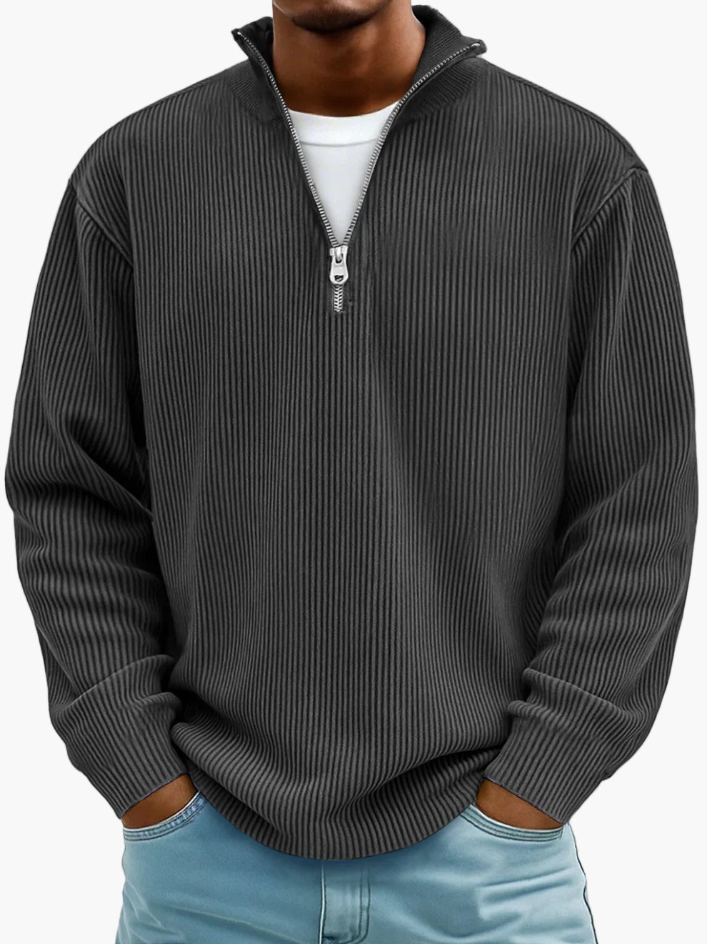 Herren Strickpullover mit Reißverschlusskragen – Lässiger Stil für Alltag & Freizeit