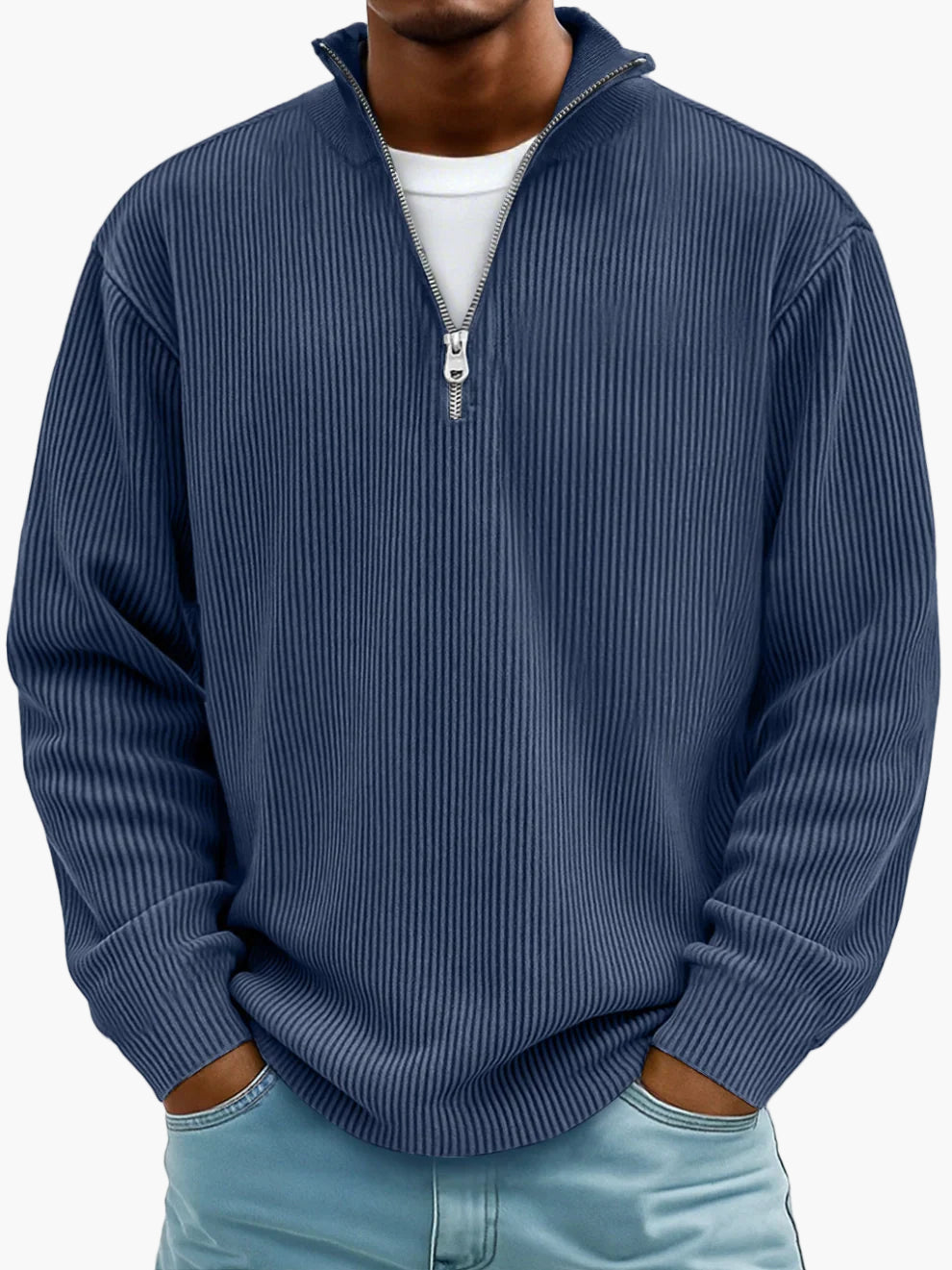 Herren Strickpullover mit Reißverschlusskragen – Lässiger Stil für Alltag & Freizeit