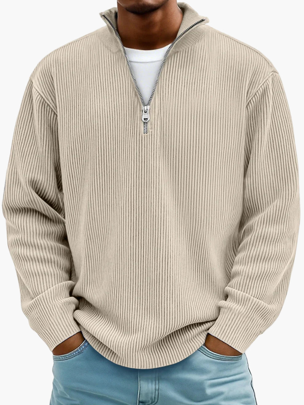 Herren Strickpullover mit Reißverschlusskragen – Lässiger Stil für Alltag & Freizeit