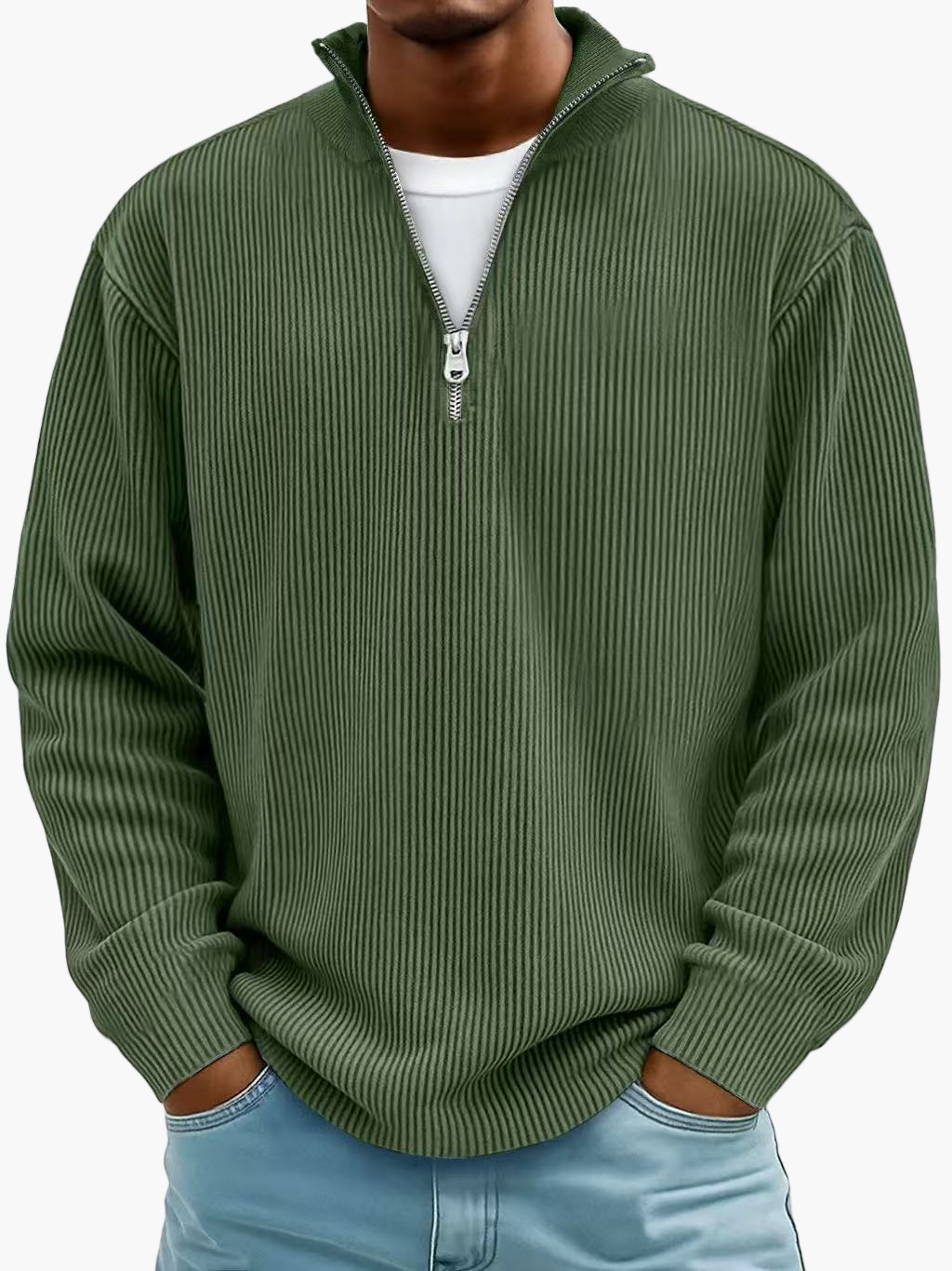 Herren Strickpullover mit Reißverschlusskragen – Lässiger Stil für Alltag & Freizeit