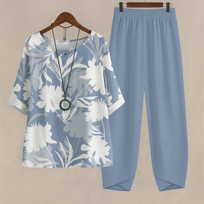 Damen zweiteiliges Freizeit-Set mit lockerem Oberteil und Haremshose