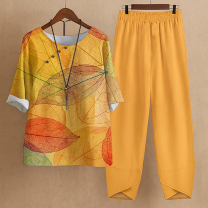 Damen zweiteiliges Freizeit-Set mit lockerem Oberteil und Haremshose