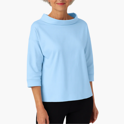 Damen 3/4-Arm Shirt mit Stehkragen – Elegantes Basic Oberteil für Alltag & Freizeit
