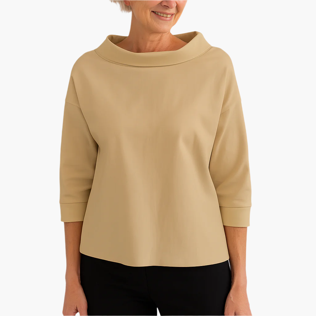 Damen 3/4-Arm Shirt mit Stehkragen – Elegantes Basic Oberteil für Alltag & Freizeit