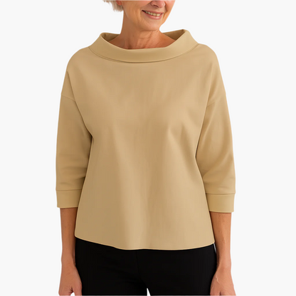 Damen 3/4-Arm Shirt mit Stehkragen – Elegantes Basic Oberteil für Alltag & Freizeit