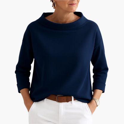 Damen 3/4-Arm Shirt mit Stehkragen – Elegantes Basic Oberteil für Alltag & Freizeit