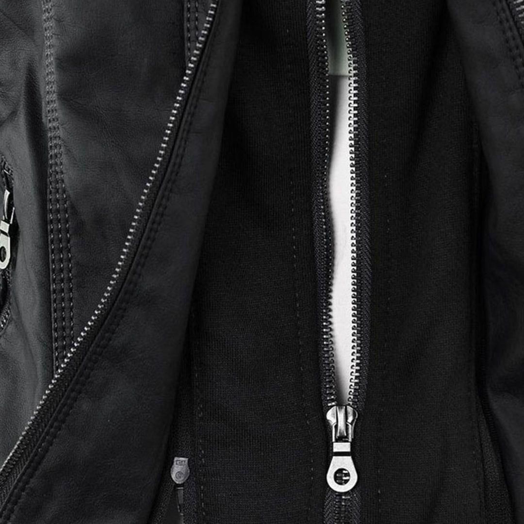Damen Übergangsjacke mit Kapuze und Reißverschluss im modernen Biker-Stil