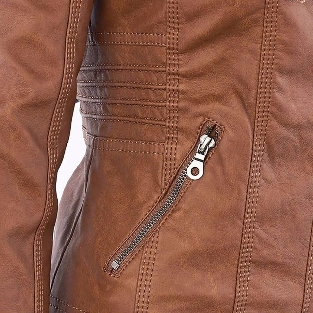 Damen Übergangsjacke mit Kapuze und Reißverschluss im modernen Biker-Stil