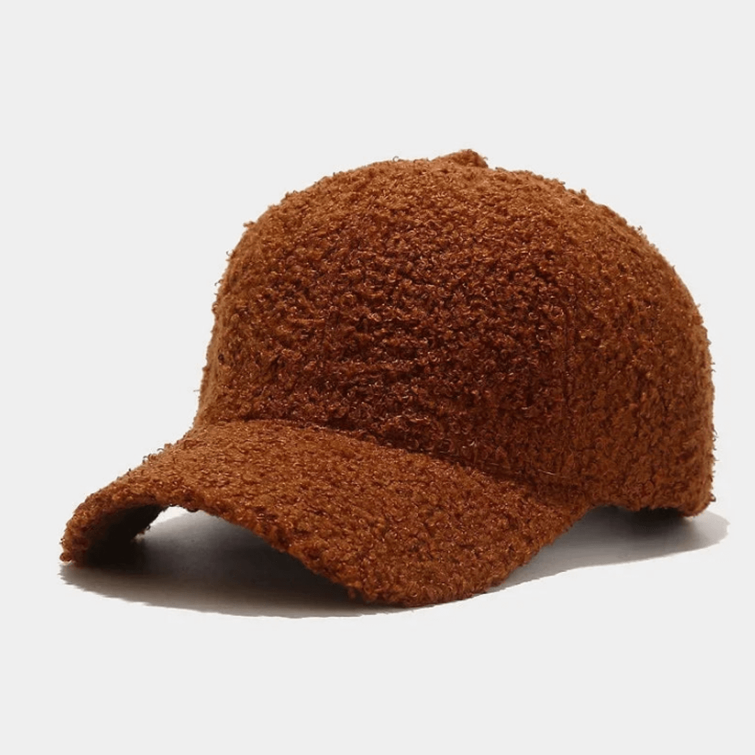 Baseballkappe aus weichem Teddy-Fleece, Unifarben, Verstellbar, Unisex
