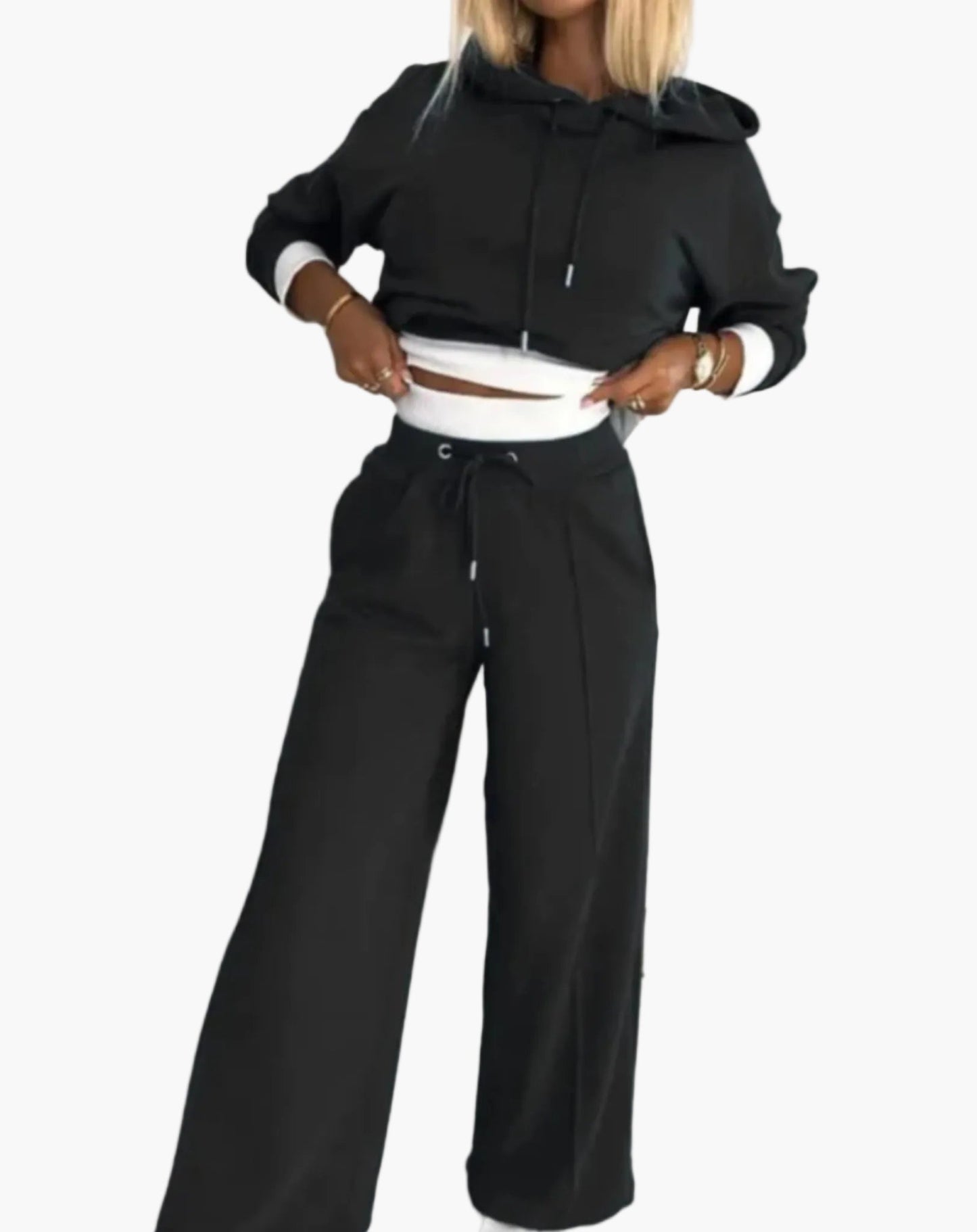 Damen Freizeit-Set 2-teilig – Moderner Hoodie & Weite Jogginghose, Lässig & Bequem, Ideal für Alltag und Sport