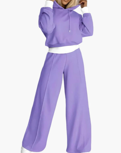 Damen Freizeit-Set 2-teilig – Moderner Hoodie & Weite Jogginghose, Lässig & Bequem, Ideal für Alltag und Sport