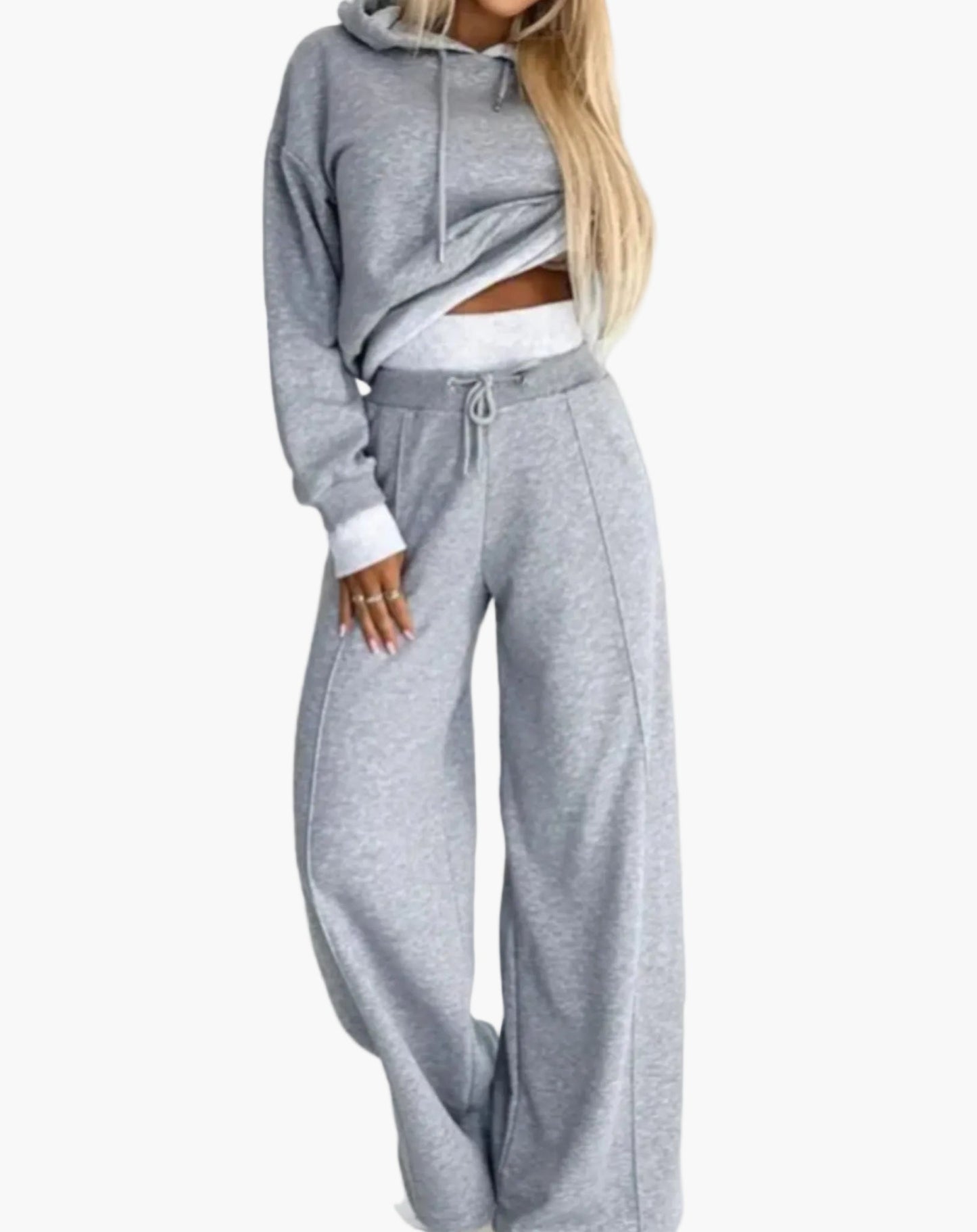 Damen Freizeit-Set 2-teilig – Moderner Hoodie & Weite Jogginghose, Lässig & Bequem, Ideal für Alltag und Sport