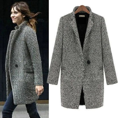 Damen  Veganer Wollmantel im eleganten Business-Stil – Herbst/Winter Übergangsmantel für Büro & Alltag