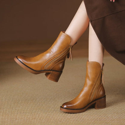 Damen Stiefelette mit Absatz – Eleganter Veganem Leder-Look für Alltag & Büro