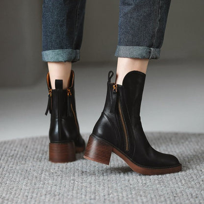 Damen Stiefelette mit Absatz – Eleganter Veganem Leder-Look für Alltag & Büro