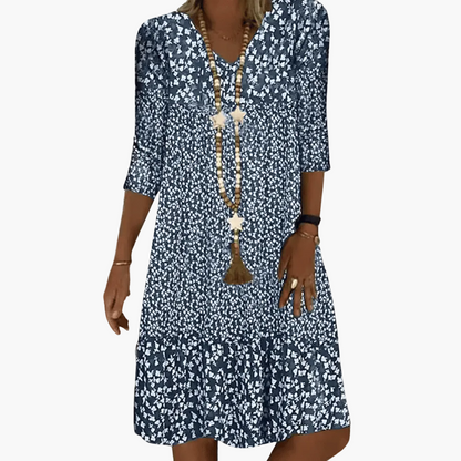 Damen Freizeitkleid mit Blumenmuster – Lockeres, bequemes Sommerkleid für Alltag und Urlaub