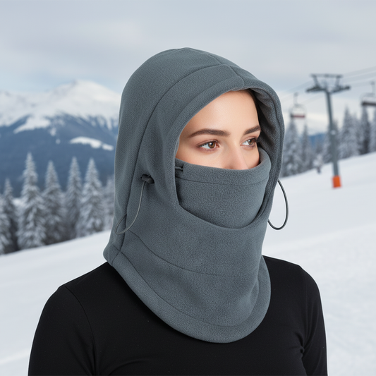 Unisex Winter Sturmhaube aus Fleece mit Kordelzug, thermisch, atmungsaktiv