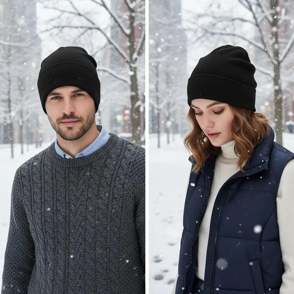 Unisex Mütze Beanie im Strick-Look für Winter und Herbst, in verschiedenen Farben