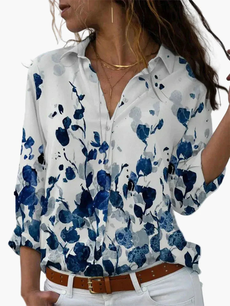 Damen Freizeitbluse mit geometrischem Muster – Modernes Design für Büro und Alltag