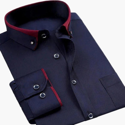 Herren Business Hemd Modern Fit – Elegantes Langarmhemd mit Kontrastkragen und Manschetten, Ideal fürs Büro und festliche Anlässe