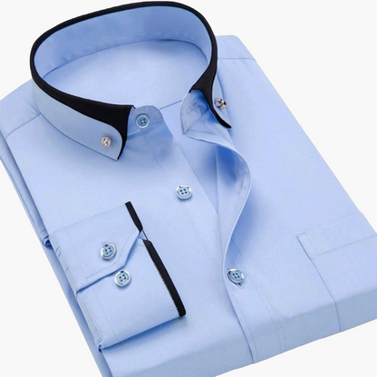 Herren Business Hemd Modern Fit – Elegantes Langarmhemd mit Kontrastkragen und Manschetten, Ideal fürs Büro und festliche Anlässe