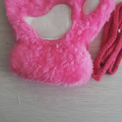 Flauschige Fäustlinge mit Pfoten-Design und Bindeband, in mehreren Farben erhältlich