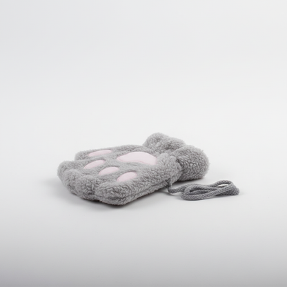 Flauschige Fäustlinge mit Pfoten-Design und Bindeband, in mehreren Farben erhältlich