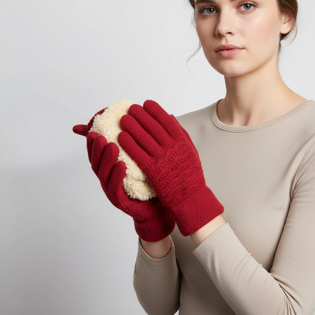 Damen Winterhandschuhe mit Touchscreen-Funktion und Fleecefutter