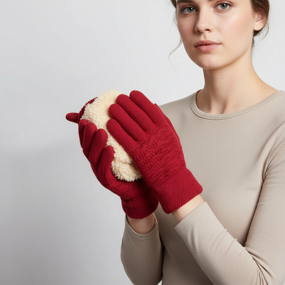 Damen Winterhandschuhe mit Touchscreen-Funktion und Fleecefutter