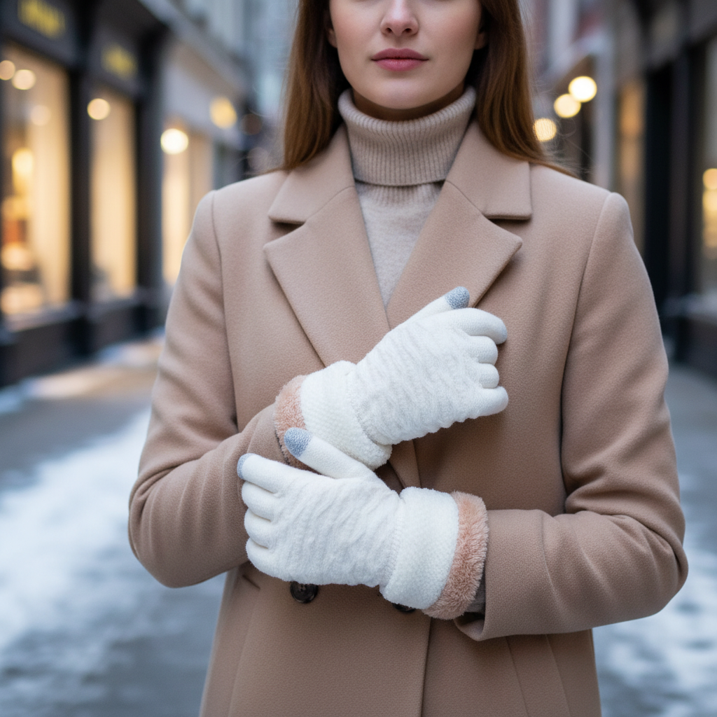 Damen Winterhandschuhe mit Touchscreen-Funktion und Fleecefutter