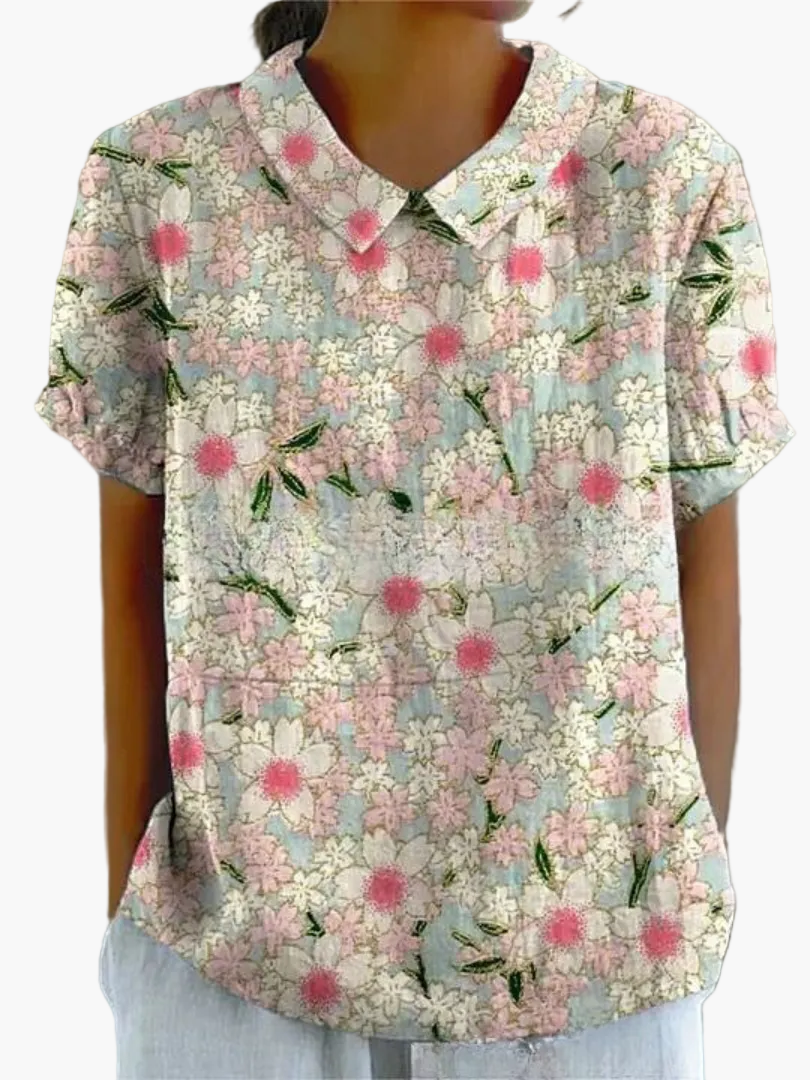 Damen Vintage Bluse mit Blumenmuster und Kragen – Verspielte Freizeit- und Bürobluse im Retro-Stil
