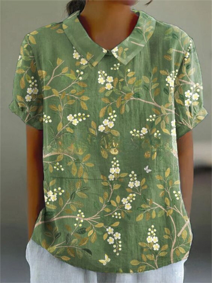 Damen Vintage Bluse mit Blumenmuster und Kragen – Verspielte Freizeit- und Bürobluse im Retro-Stil