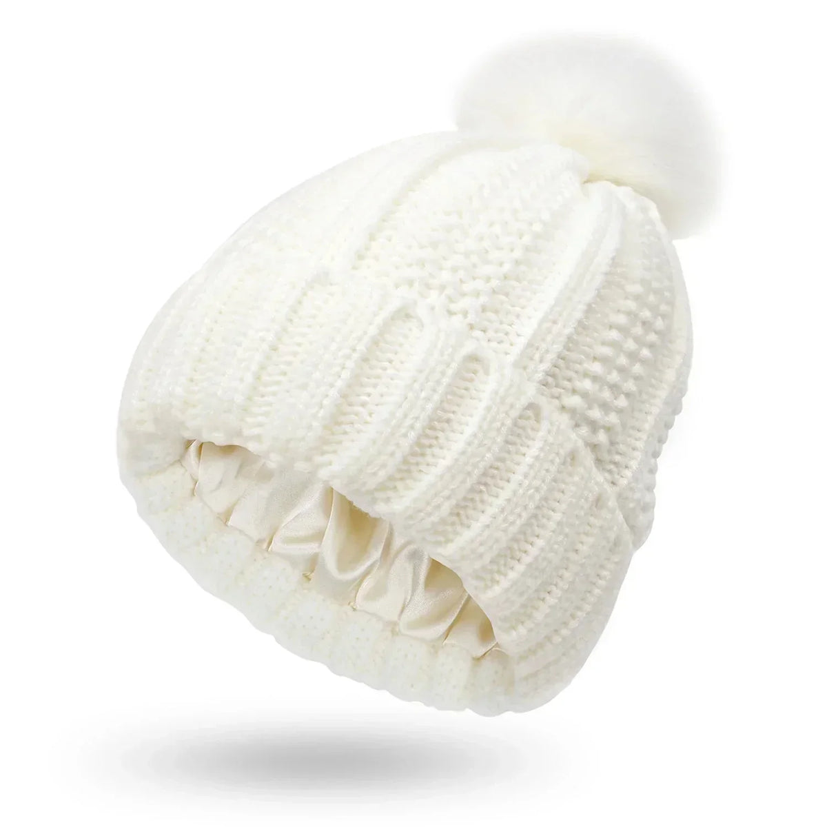 Unisex Strickmütze mit Pompon und Innenfutter