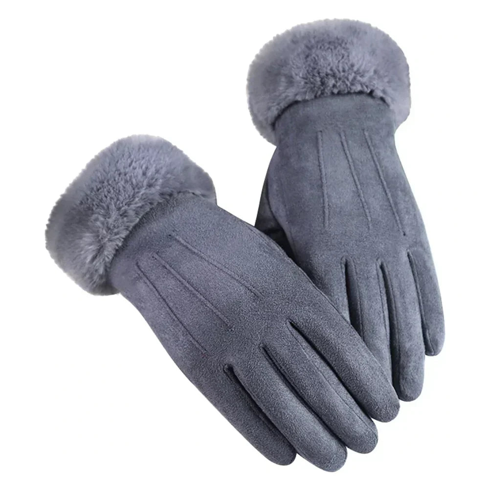 Winterhandschuhe mit Plüschbündchen für Damen, weich und warm