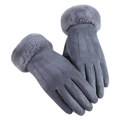 Winterhandschuhe mit Plüschbündchen für Damen, weich und warm