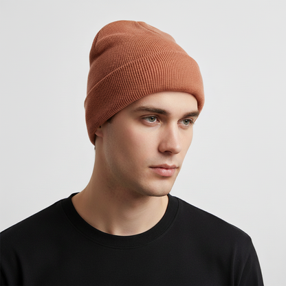 Unisex Rippstrick Beanie Mütze mit Umschlag