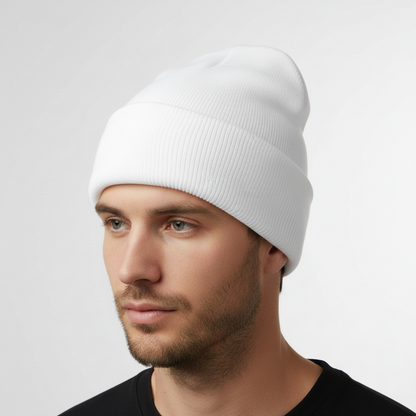 Unisex Rippstrick Beanie Mütze mit Umschlag