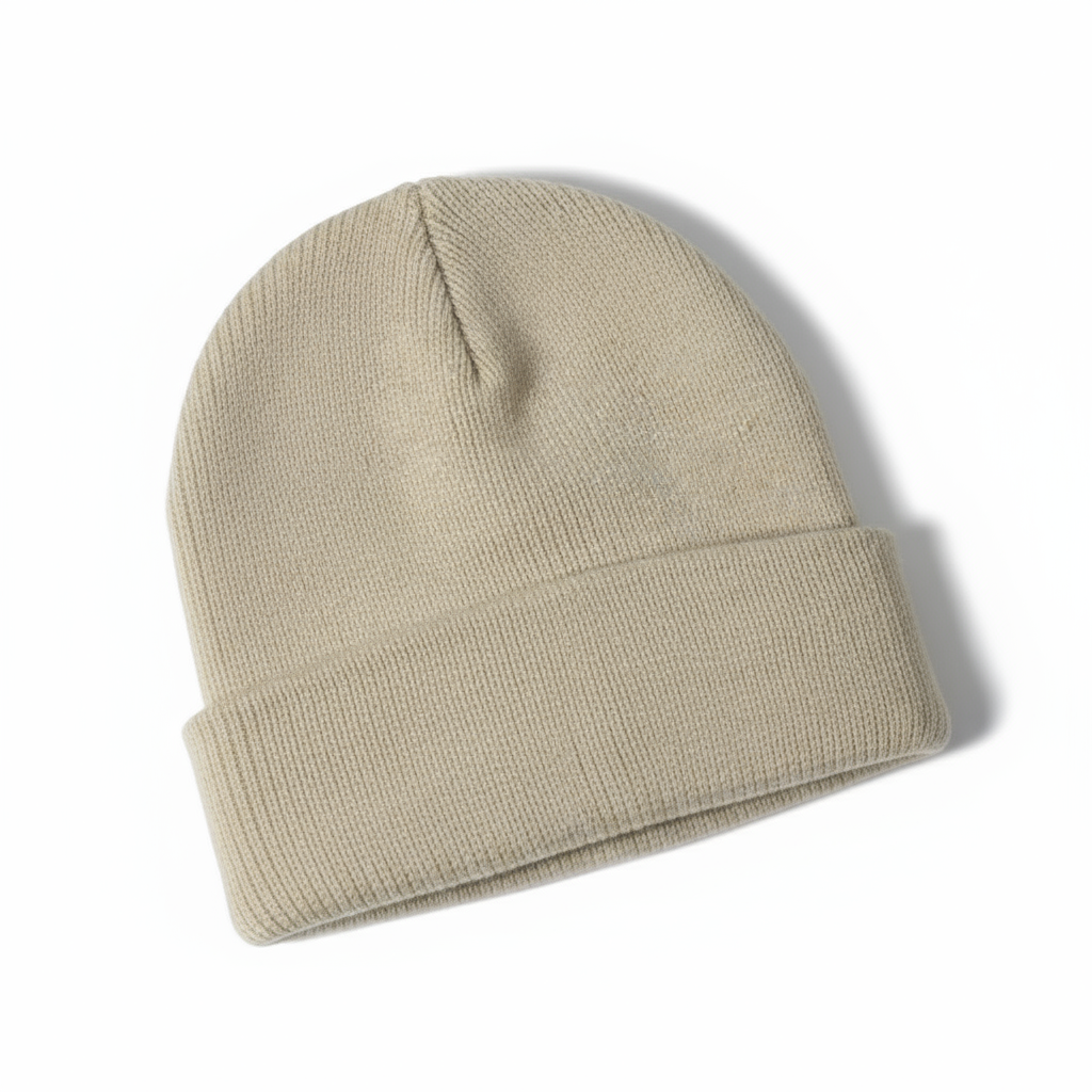Unisex Rippstrick Beanie Mütze mit Umschlag