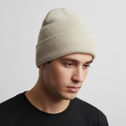 Unisex Rippstrick Beanie Mütze mit Umschlag