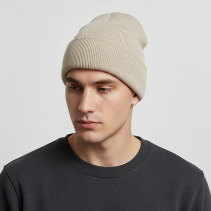 Unisex Rippstrick Beanie Mütze mit Umschlag
