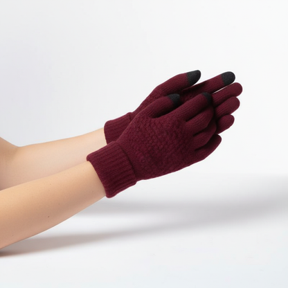 Damen Strickhandschuhe mit Touchscreen-Funktion, warm & winddicht