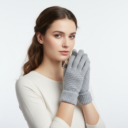 Damen Strickhandschuhe mit Touchscreen-Funktion, warm & winddicht