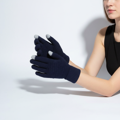 Damen Strickhandschuhe mit Touchscreen-Funktion, warm & winddicht