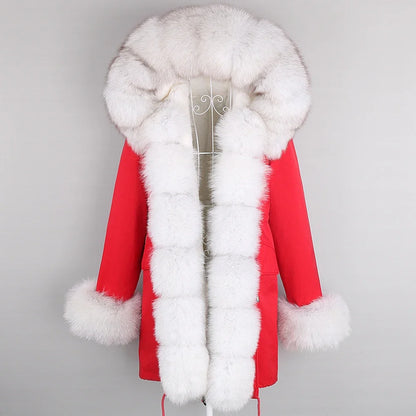 Winterparka mit Kapuze und Fellbesatz für Damen