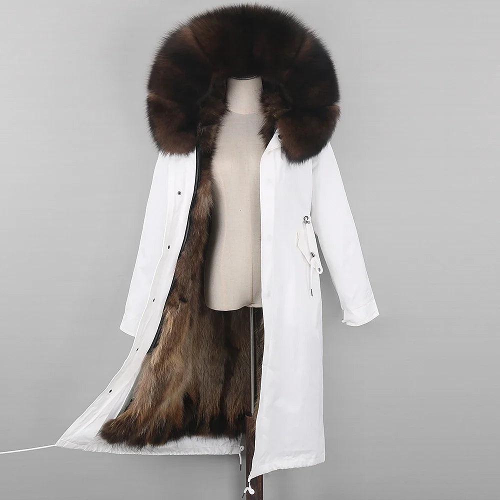 Damen Winterparka Lang mit Kapuze und Fellkragen, gefüttert, in verschiedenen Farben