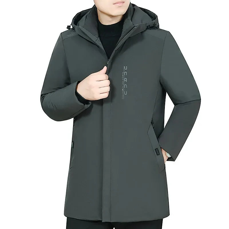 Herren Winterjacke mit Kapuze und Stehkragen, Wattiert, Winddicht
