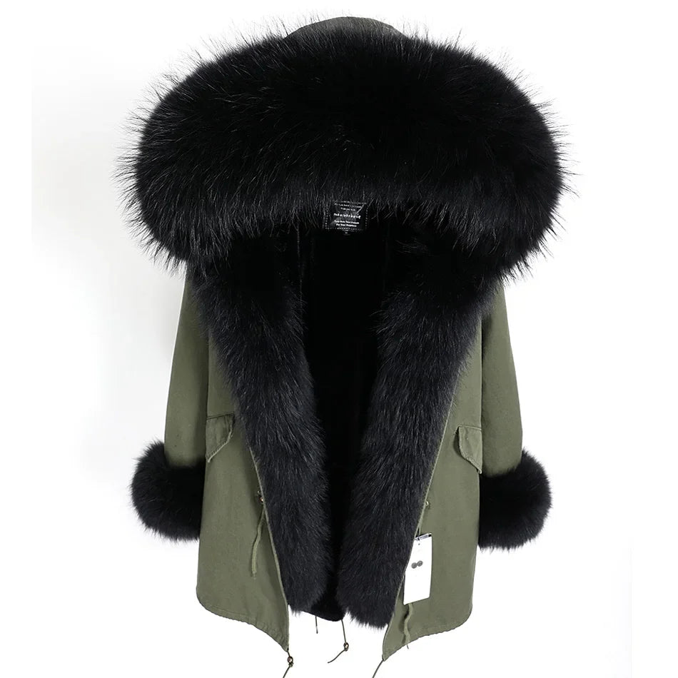 Damen Parka mit Kunstfellbesatz und Kapuze - Wintermantel